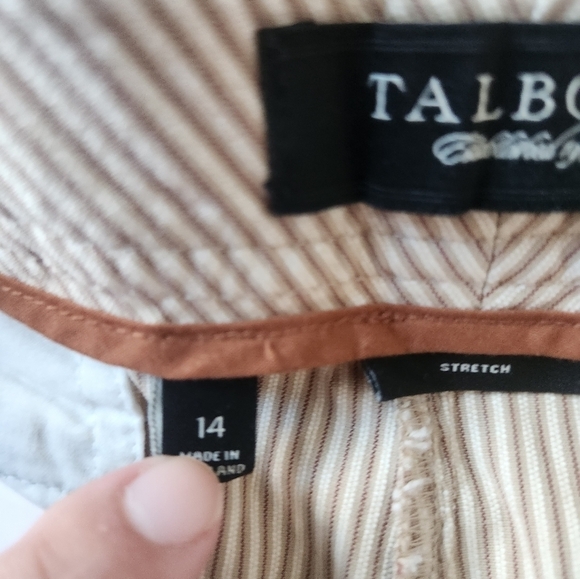 NWT Talbots Cropped Tan Stripped Cotton/Spandex Ankle Length Pants size 14 - Picture 8 of 11